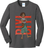 Biyi Hero Pose Youth Long Sleeve Cotton Tee