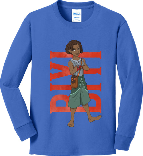 Biyi Hero Pose Youth Long Sleeve Cotton Tee
